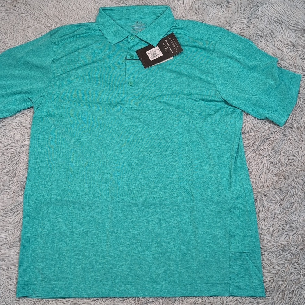 Page & Tuttle Shirt Mens L Teal Polo Golf Cool Swing Athletic Preppy UPF 30‎ New